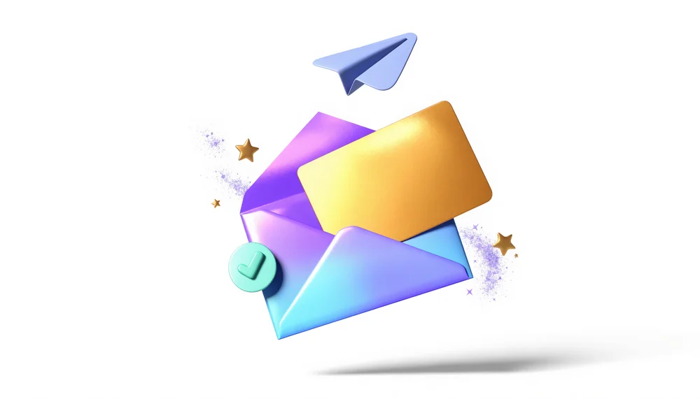 A gift card sliding out of an envelope: rewards fulfilled automatically once a review lands